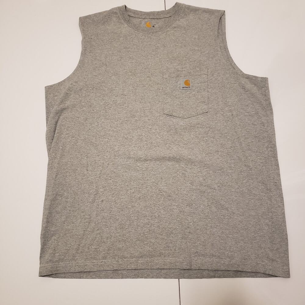 Carhartt Dearborn Relaxed Fit Sleeveless Pocket Tank T-Shirt Gray Size XL #D86C